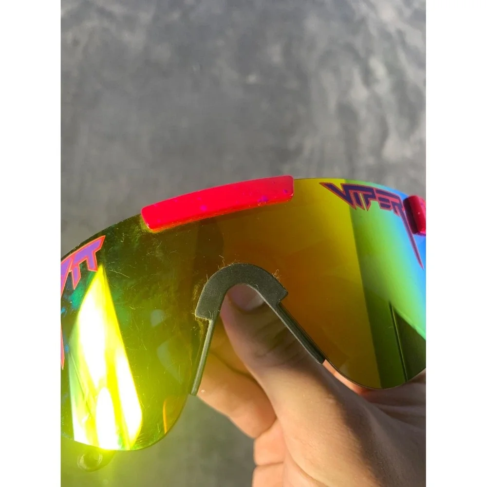 Vintage Pit Viper The 1993 Originals Sport Sunglasses Pink Purple Splatter Gold